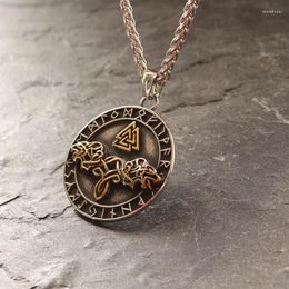 Pendant Necklaces Celt Wolf Viking Letter Men Necklace Scandinavian Amulet Norse Vegvisir Stainless Steel Jewelry