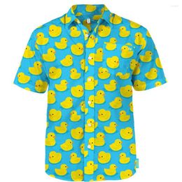 Men's Casual Shirts Duck Bird 3d Printed Men's Women's Vocation Blouses Lapel Shirt Cuba Camisas Teens Blouse