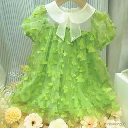 Girl's Dresses Toddler Kids Summer Green Butterfly for Girls Cute Princess Dress with Bow Style Girl Clothing R230607