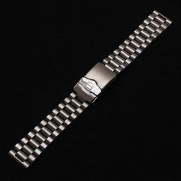 New 316L unpolished Stainless Steel Metal Watch Bands Strap bracelets safety Deployment Clasp Buckle matte watchbands 20mm 22mm322w