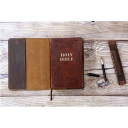 Notepads Personalized Leather cover for bible KJV Custom leather holy book case christian gifts men women Z04LBBC05S 230607