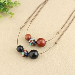 Pendant Necklaces Handmade Necklace Nepal Ball Beads & Ethnic Purple Light Sandalwood Men Women's Jewelry