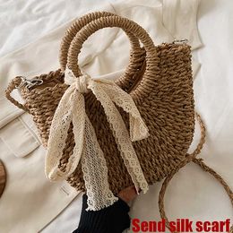 Straw Bags For Women New Summer Hand-Woven Rattan Bag Handmade Woven Purse Wicker Beach Bag Bohemia Bali Handbag Khaki Beige