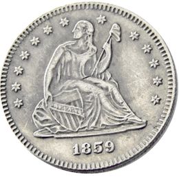 US 1859 P/O/S Seated Liberty Quater Dollar Silver Plated Copy Coin