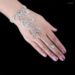 Link Bracelets Fashion Sweat Lady Girl Dancing Rhinestone Chain Gloves Charm Bracelet Wholesale