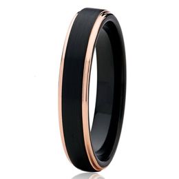 Couple Rings Customise Engagement Ring 4MM Black with Rose Gold Tungsten for Men Wholesale Jewellery Women 230606