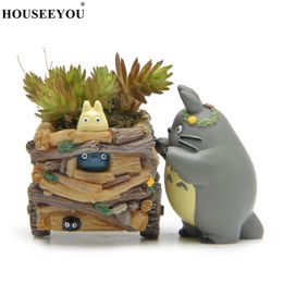 Planters Pots Modern Cartoon Succulent Planter Pot Resin Creative Crafts Cute Totoro Flower Home Decorations Vase Macetas 230606