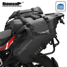 Panniers Bags Rhinowalk Motorcycle Bag 28L Waterproof 2 Pcs Universal Fit Motorcycle Pannier Bag Saddle Bags Side Storage Fork Travel Luggage 230606