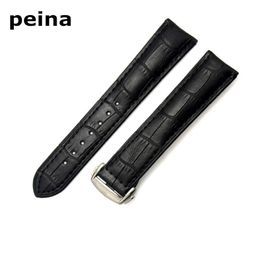 20mm New High quality Black And Brown Genuine Leather Watch Bands strap With Stainless Steel Clasp For Omega Watch235A