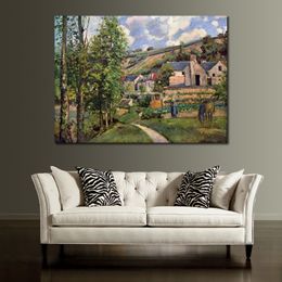 Canvas Art Impressionist Landscape at Pontoise1874 Ii Camille Pissarro Landscape Painting Handmade Romantic Decor for Kitchen