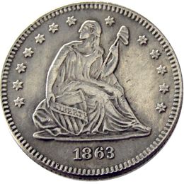 US 1863 Seated Liberty Quater Dollar Silver Plated Copy Coin