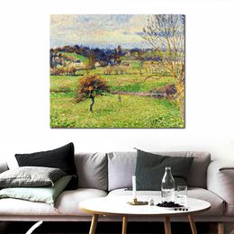 Field at Eragny Hand Painted Camille Pissarro Canvas Art Impressionist Landscape Painting for Modern Home Decor