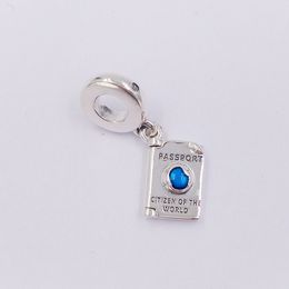 925 Silver Openable Passport Dangle Charm Fits Pandora Charms Necklace Pendant Gift crystal cz Moments Birthstone for fit Charms beads Bracelets Jewelry Andy Jewel