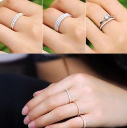 Cluster Rings S925 Silver 5-10 USA Size CZ Plated Simulated Eternity Ring Bands Wedding Fashion Jewellery For Women Bague Anillos Men