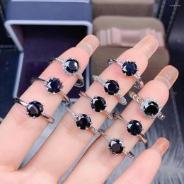 Cluster Rings High Quality VVS 1ct Black Moissanite Ring 925 Sterling Silver Solitaire Engagement Promise Anniversary