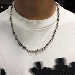 Chains Punk Streetwear Barbed Wire Necklace For Men Women Stainless Steel Collar Jewellery Brambles Iron Gothic Accessories