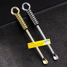 Raccoglitori di cerume a spirale in metallo Articoli vari Raccoglitore di cerume in argento dorato Rimuovi cere Curette Detergente per orecchie Cucchiaio Ciondolo Cura Strumenti puliti BH8374 TYJ