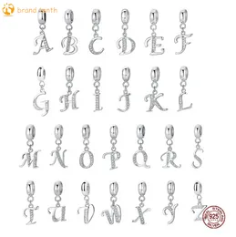 925 Sterling Silver for pandora charms authentic bead Bracelet Alphabet A-Z Letter Pendant charms set Pendant DIY Fine Beads Jewelry