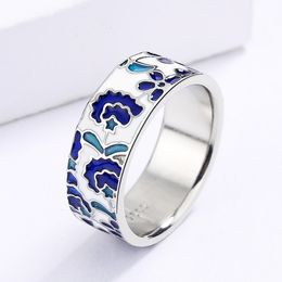 Solitaire Ring Creative Handmade Enamel Craft Women's Rings 925 Stamp For Women's Party Wedding Jewelry Epoxy Craft Fashion Jewelry Gift 230607