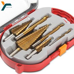 Drill Bits 6Pcs Step Drill Bit Saw Drill Bit Set Milling Cutter 4-12 4-20 4-32mm 3 6 8mm For Woodworking Metal Core Hole Opener 230606