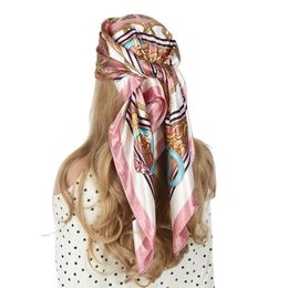 Sarongs Silk Scarf Women Luxury Headwraps Four Seasons Hair Scarve Scarftop 9090CM Hijab Foulard Luxe Bandana Femme Headscarf 230605