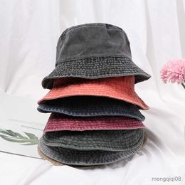 Wide Brim Hats Women Fashion Retro Washed Bucket Hat Cotton Foldable Fisherman Cap Men Outdoor Sunscreen Fishing Beach R230607