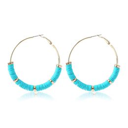 Bohemian Statement Fashion Polymer Clay Korean Multicolor Circled Hoop Shaped Earrings Women Jewellery Cute Gifts