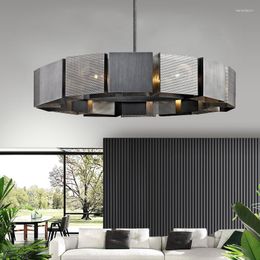 Pendant Lamps Industrial Style Black Metal Ceiling Chandeliers Postmodern LED Hanging Lamp For Home Decor Lustre Living Room