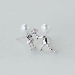 Stud Earrings 925 Silver Needle Propose Marriage Pearl Bead For Women Girls Handmade Party Wedding Jewelry Gifts Eh801