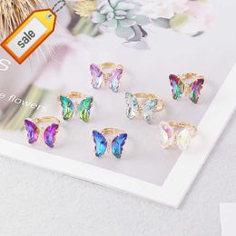 Lefeng New Gradient 18k Gold Plated Crystal Butterfly Adjustable Ring Women Trendy Fashion Ring Manufacturer Wholesale