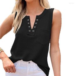 Women's Blouses 2023 Fashion Sleeveless Solid Loose Tops Summer Woman Elegant V Neck Shirts And Ladies Stylish Casual Clothes 26713