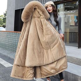 Women's Trench Coats 2023 Winter Jackets Women Wool Liner X-long Parkas With Fur Collar Female Hooded Solid Casual Thick Overcoat High