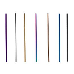 Hot 8.5" Reusable Stainless Steel Straws Colorful Rainbow Drinking Straws Metal Straw for Cup Mugs