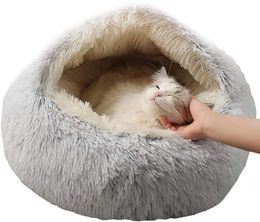 Cat Beds Furniture 2 In 1Pet Dog Bed Round Plush Warm House Soft Long For Small Dogs Cats Nest Donut Warming Sleeping 230606