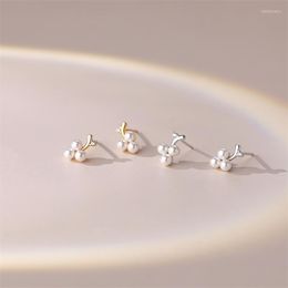 Stud Earrings 925 Sterling Silver French Small Grape Pearl For Women Simple Elegant Light Luxury Birthday Party Jewelry Gifts