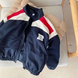 Children's outerwear Spring and Autumn New Product Boys' Sports Top Jacket Color blocking Design Polyester 100% Fiber Fabric High Quality Baby Clothing 2 to 14 Years Old