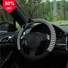 New Four Seasons Universal Car Steering Wheel Cover cotton bow non-slip wear-resistant Elastic Steering Wheel Cover