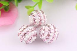 Crystal Kwoi vita 20mm 100pcs/lot pink/white ab color Chunky Resin Rhinestone Beads Ball for Kids Jewelry Making