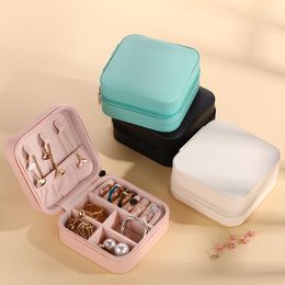 Jewelry Pouches Multifunction Leather Jewellery Organizer With Mirror Zipper Ring Necklase Earring Case