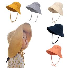 Berets Summer Baby Sun Hat For Girl Boy Outdoor Big Brim Protection Beach Infant Kids Cotton Bucket 3 Months To 6 Years Old