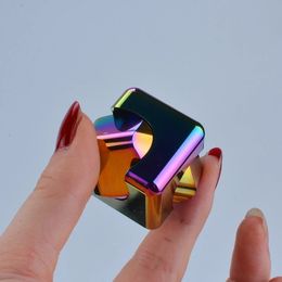 Decompression Toy Square Spinning Top Dice Cube Anti Anxiety Fingertip Toys Hand Fidget Spinner Vent Flipo Flip For Children 230607