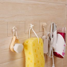 Hooks 6Pcs Transparent Self Adhesive Hook Door Wall Strong Hangers Towel Mop Handbag Holder For Kitchen Bathroom Accessories