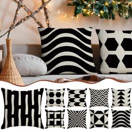 Pillow Black White Waterproof Hugging Household Design Pattern Sand Silk Pillowcase Size Full