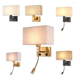 Wall Lamp Nordic Modern LED Bedside USB Charging Port 360 Rotation Spotlight Indoor Lighting Bedroom Reading Aisle Light Sconce
