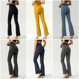 Lu Align Lu Yoga Feminino Mini Calça Alargada Elástico Fitness Bottoms Sino Calças Menina Exercício Cintura Alta Calças de Ioga de Ajuste Solto Apertadas Alargadas Definir