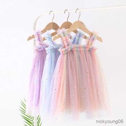 Girl's Dresses Baby Girl Dress Colourful Summer Pleated Toddler Kids Suspenders Children Birthday Princess R230607