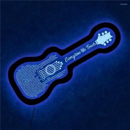 Wall Lamp Custom Guitar Colourful LED Night Light Engraving Lyrics And Song Titles For Home Bedroom Decoration Music Lovers Gift