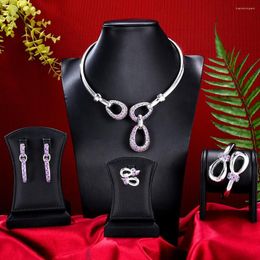 Necklace Earrings Set Kellybola Original Luxury Dubai 4PCS Bracelet Ring Cubic Zirconia For Woman Wedding Engagement