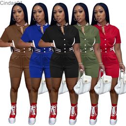 Designer Womens Clothing Sports Tracksuits Short Sleeve Button Cardigan And Pants Thread Splicing Baseball Uniform Two Piece Set