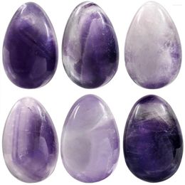 Jewelry Pouches TUMBEELLUWA Natural Crystal Stone Amethyst Egg Shaped Gravel Specimen Room Decor Yard & Garden Decoration Office